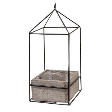 2 Set Wood Plant Holder w Metal Frame - The Fox Decor